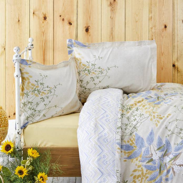 Karaca Home Clarinda Hardal %100 Pamuk Çift Kişilik Lastikli Çarşaflı Nevresim Takımı