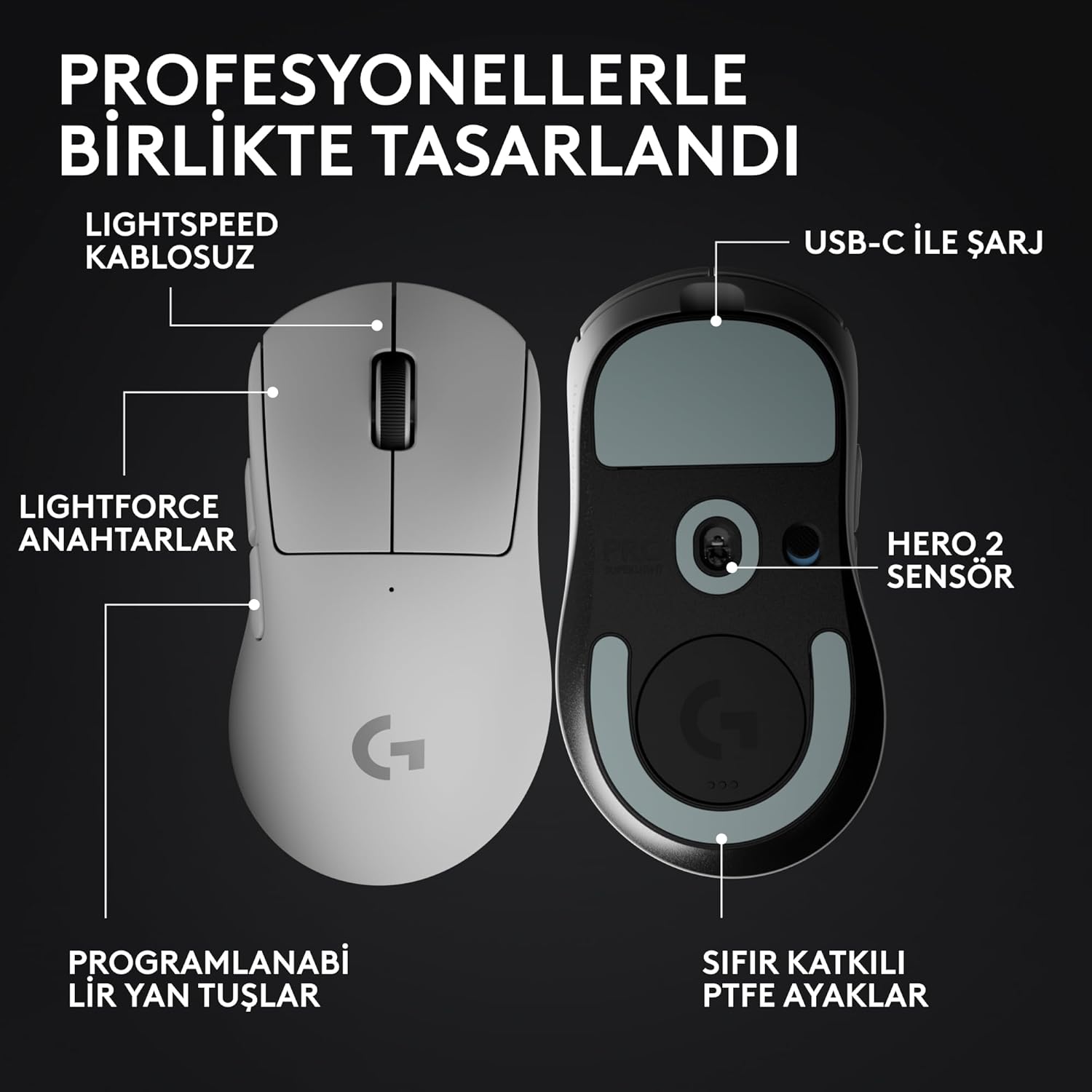 Logitech G PRO X SUPERLIGHT 2 DEX LIGHTSPEED Kablosuz Oyuncu Faresi