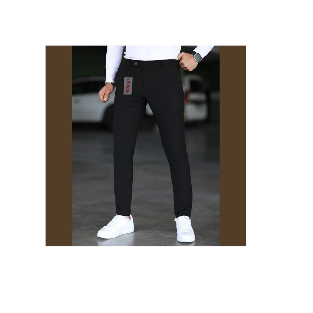 Erkek Italyan Kesim Likralı Kumaş Pantolon Dar Kesim Boru Paça Spor Tarzı Klasik Pantalon