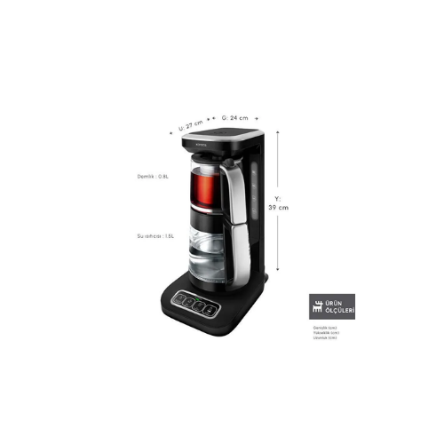 Karaca Çaysever Robotea Pro Connect 4 in 1 Konuşan Cam Çay Makinesi Silver