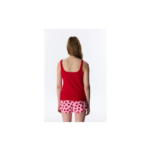 Kırmızı Camille Pointel Pamuklu Şortlu Pijama Takımı