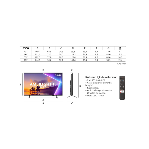 Philips 50 inç 50PUS8500 Ambilight  4K UHD QLED Smart TV