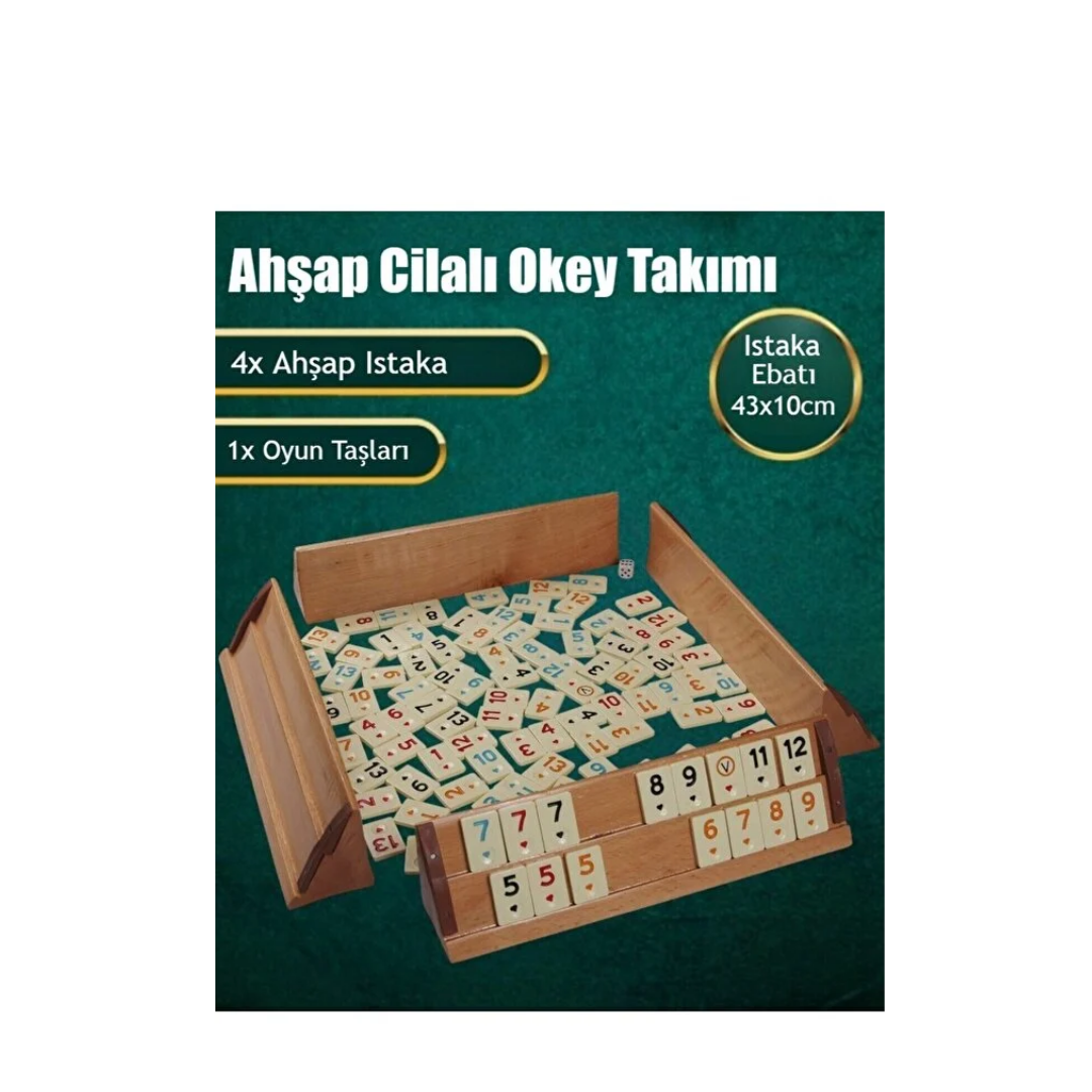 nextbuy Ahşap Cilalı Okey Takımı Ağaç Istaka Melamin Taşlı Kahveci Hobi Oyun Seti