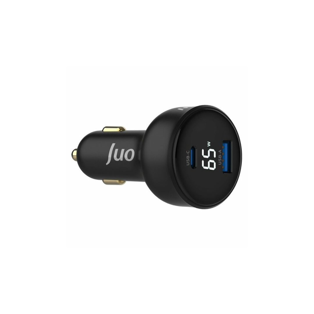 Juo 65W Led Ekranlı Type-C + USB-A Araç Şarj Aleti iPhone & Android & Notebook Araç içi Şarj Cihazı
