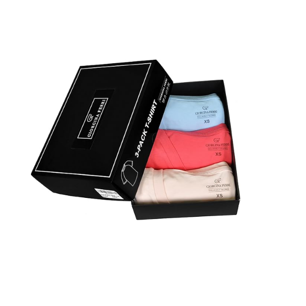 Giorgina Ferri 3'lü Kutu Premium Kadın V Yaka Tee T-shirt Rosie