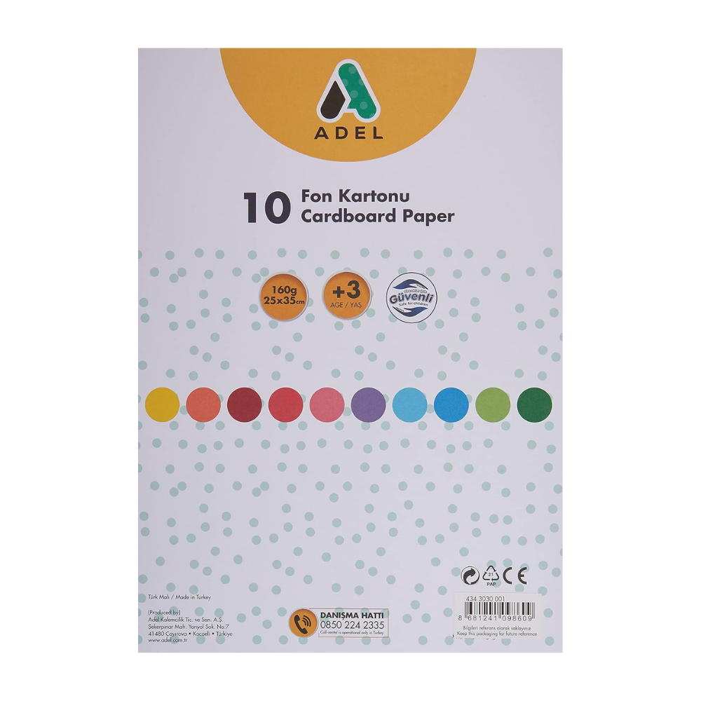 Adel Fon Kartonu, 25x35, Karışık, 10'lu