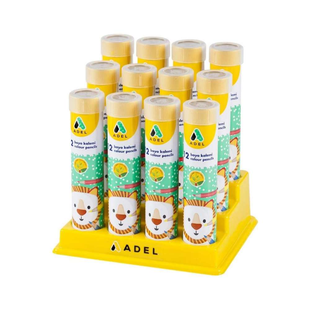 Adel Metal Tüp Kuru Boya Kalemi, 12 Renk