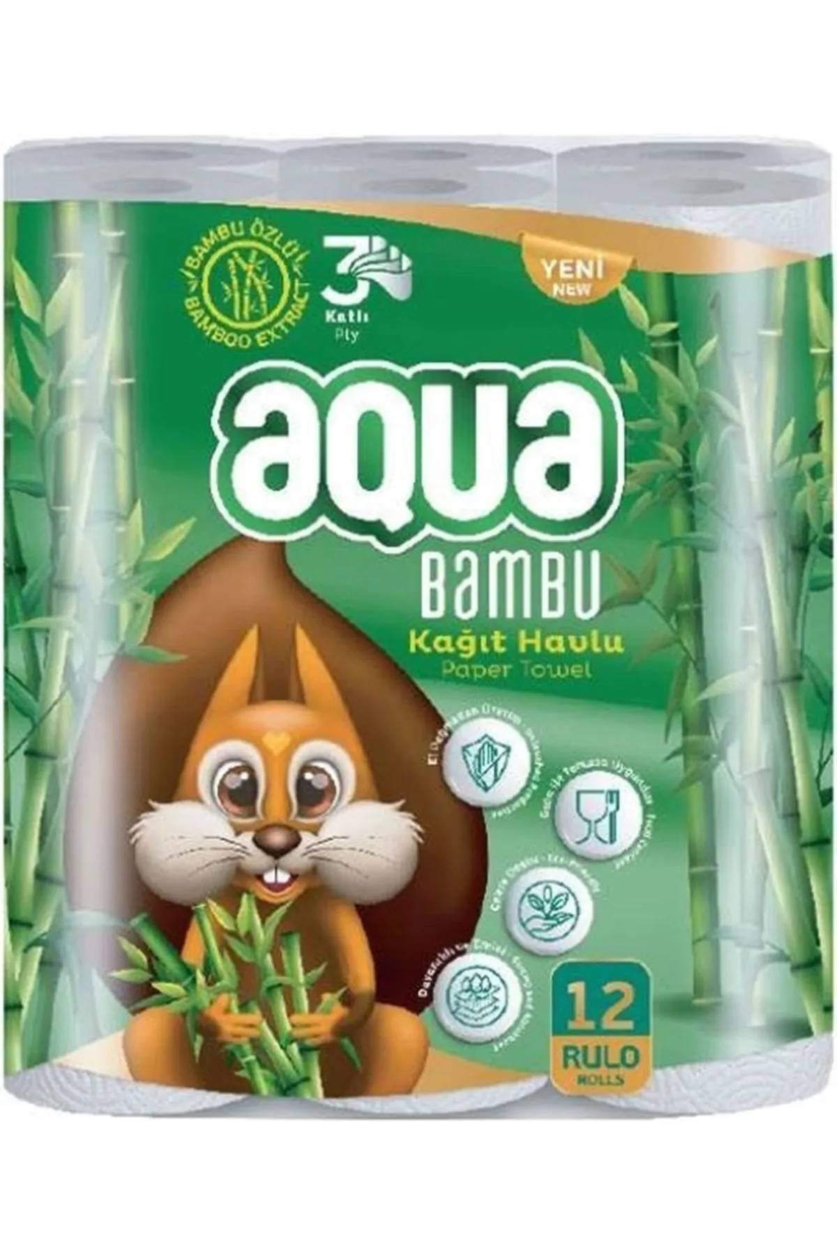 Aqua Kağıt Havlu 3 Katlı 12 Li Paket Bambu thumbnail