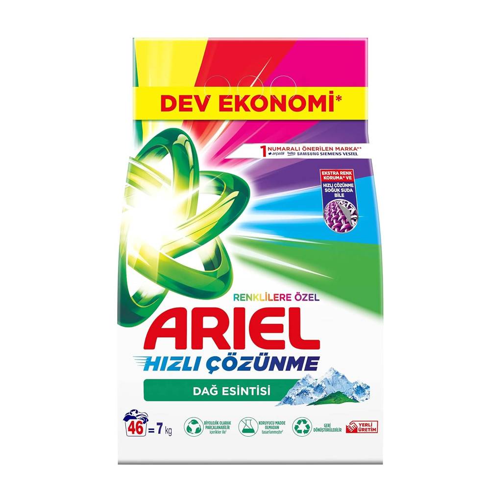 Ariel Dağ Esintisi Renklilere Özel Çamaşır Deterjanı 7 Kg 46 Yıkama