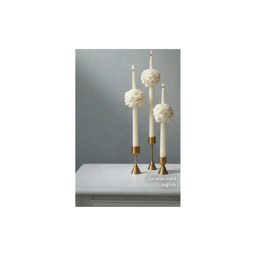 aymumi home Dekoratif Çiçek Detaylı Uzun Mum Seti