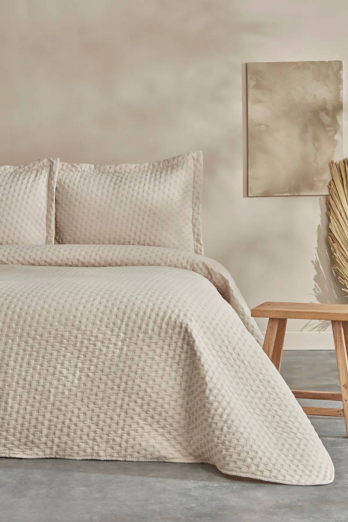 Karaca Home Breeze Soft Çift Kişilik Yatak Örtüsü Takımı Ekru