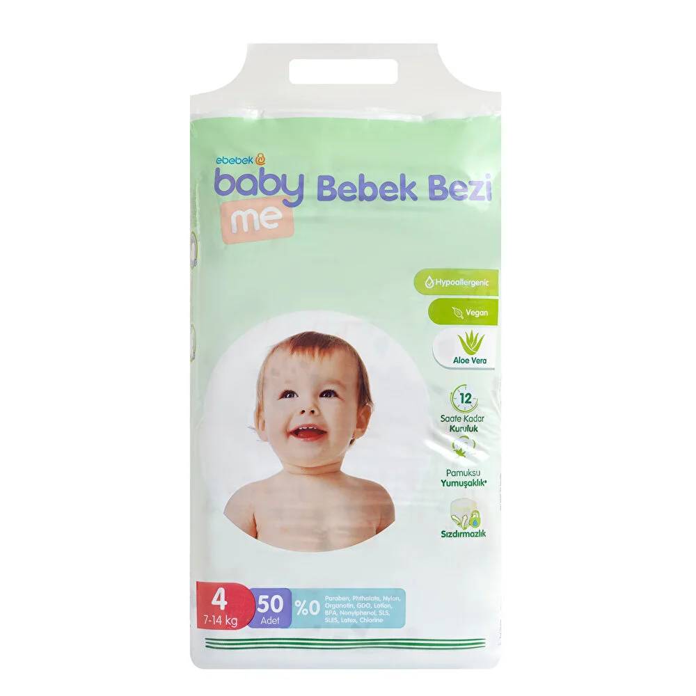 Baby Me Aloe Vera Maxi 4 Numara Bebek Bezi 7-14 kg 50 adet thumbnail