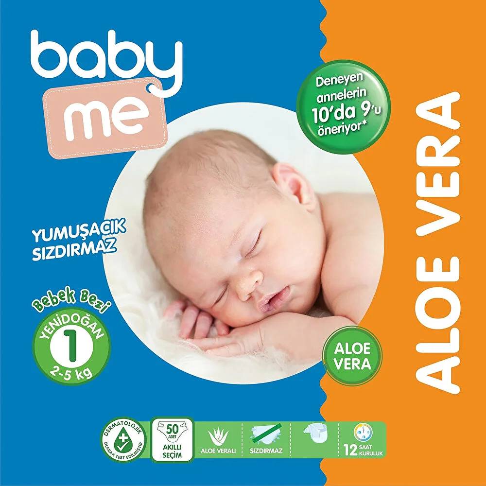 Baby Me Aloe Vera Yenidoğan 1 Bebek Bezi 2-5 kg 50 adet thumbnail