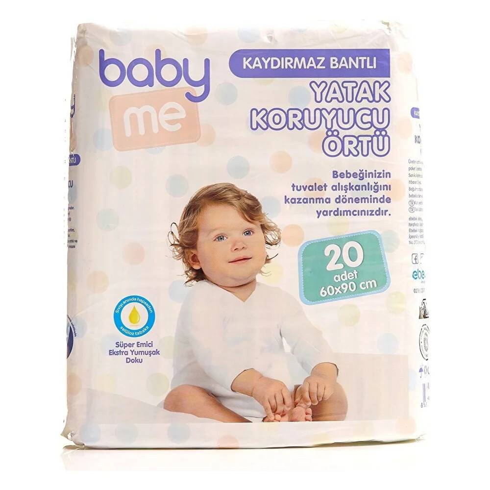 Baby Me Kaydırmaz Bantlı Yatak Koruyucu Örtü 60x90 cm 20 Adet