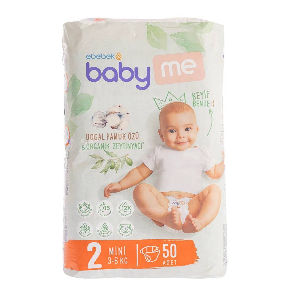 Baby Me Mini 2 Numara Bebek Bezi 3-6 kg 50 Adet thumbnail