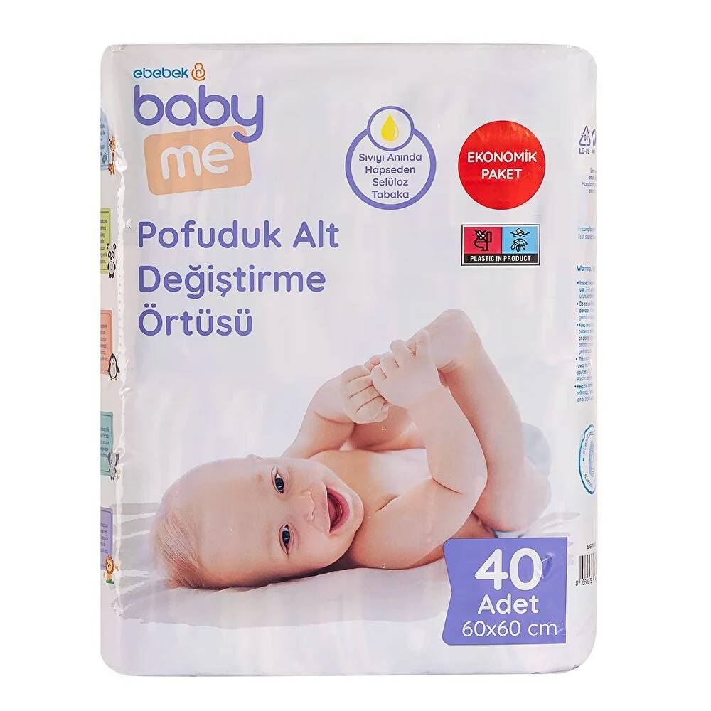 Baby Me Pofuduk Alt Değiştirme Örtüsü 60x60 cm 40 Adet