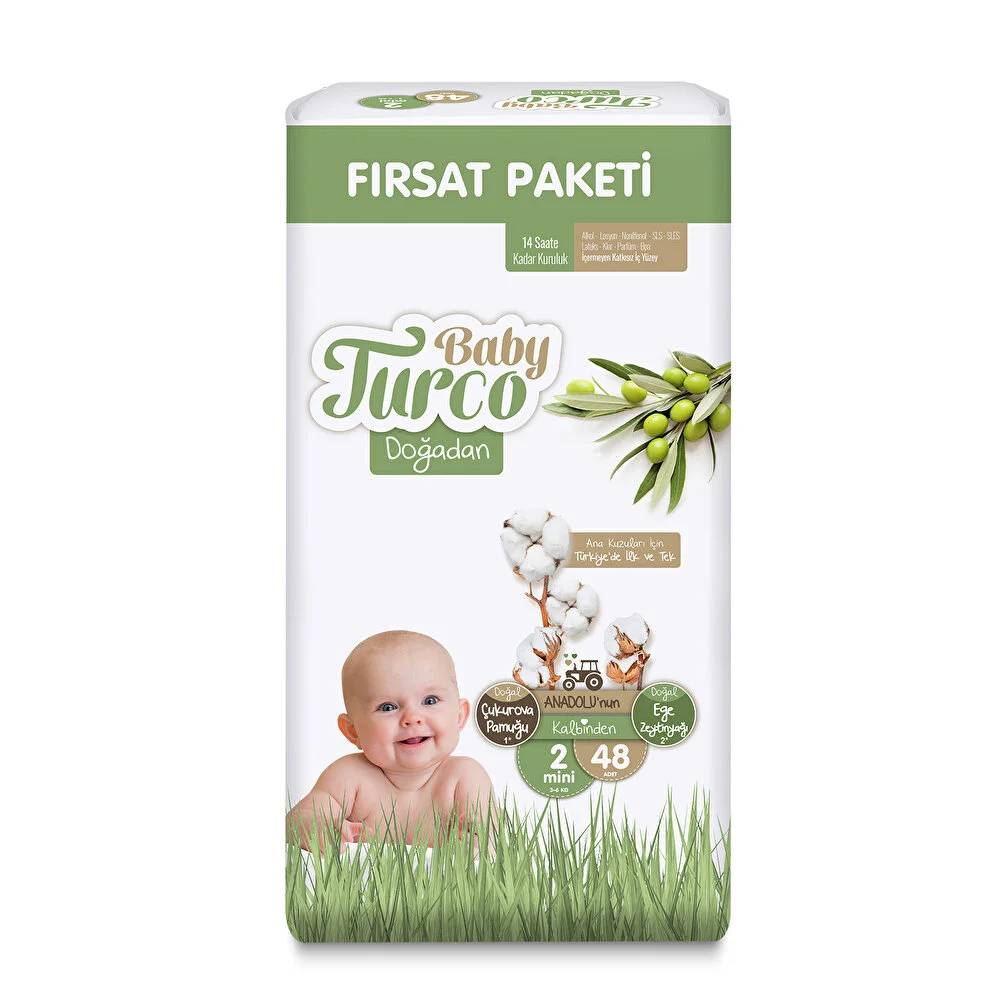 Baby Turco Doğadan Fırsat Paket 2 Beden Bebek Bezi 48 Adet