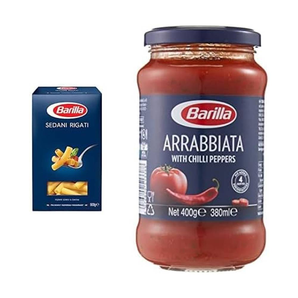 Barilla Ince Uzun Makarna 500 Gr X 2 & Acılı ve Domatesli Makarna Sosu 400 Gr thumbnail