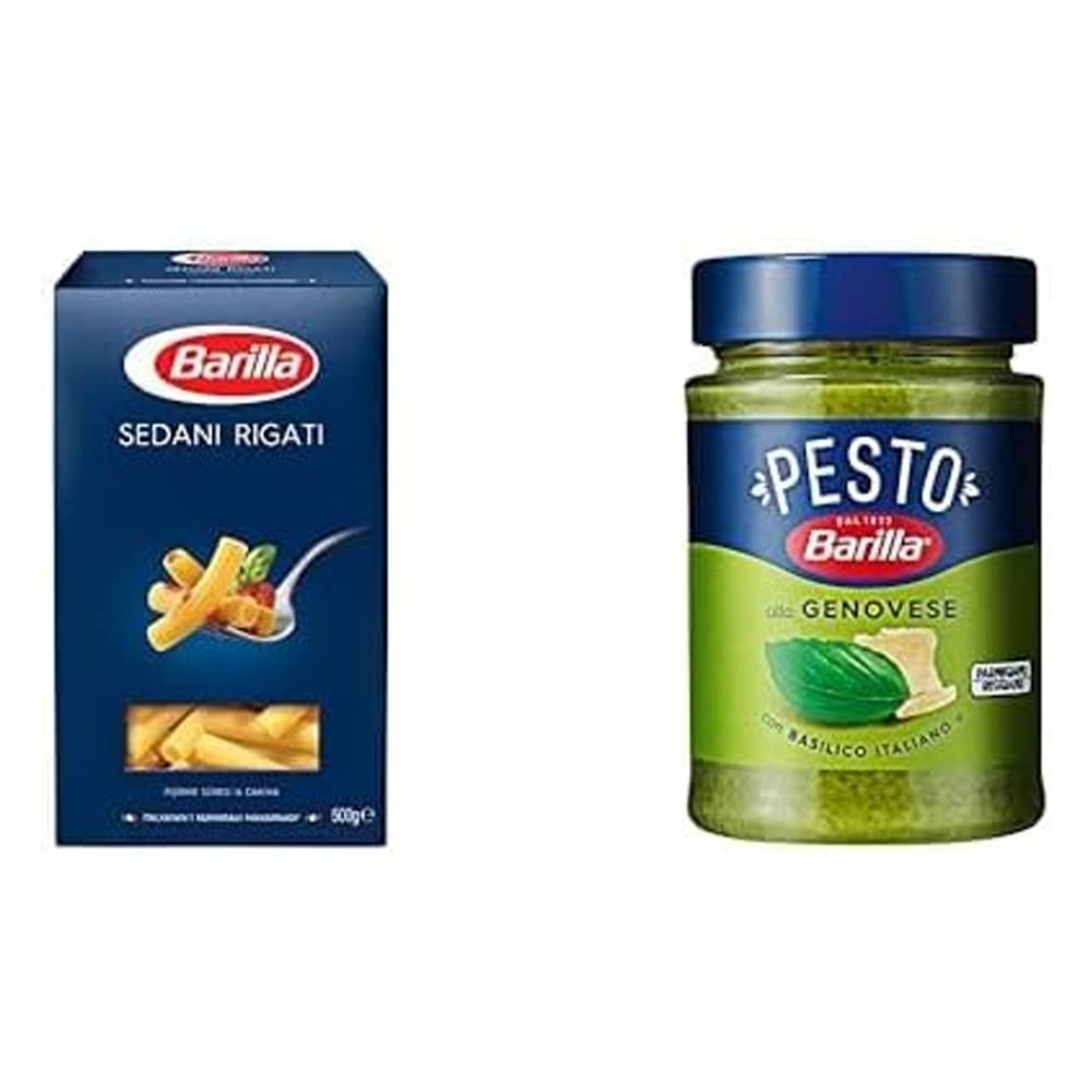 Barilla Ince Uzun Makarna 500 Gr X 2 & Fesleğenli Pesto Makarna Sosu 190 Gr thumbnail