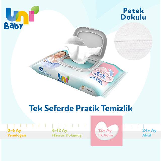 Uni Baby İlk Adım 12+ Ay 52 li Islak Mendil