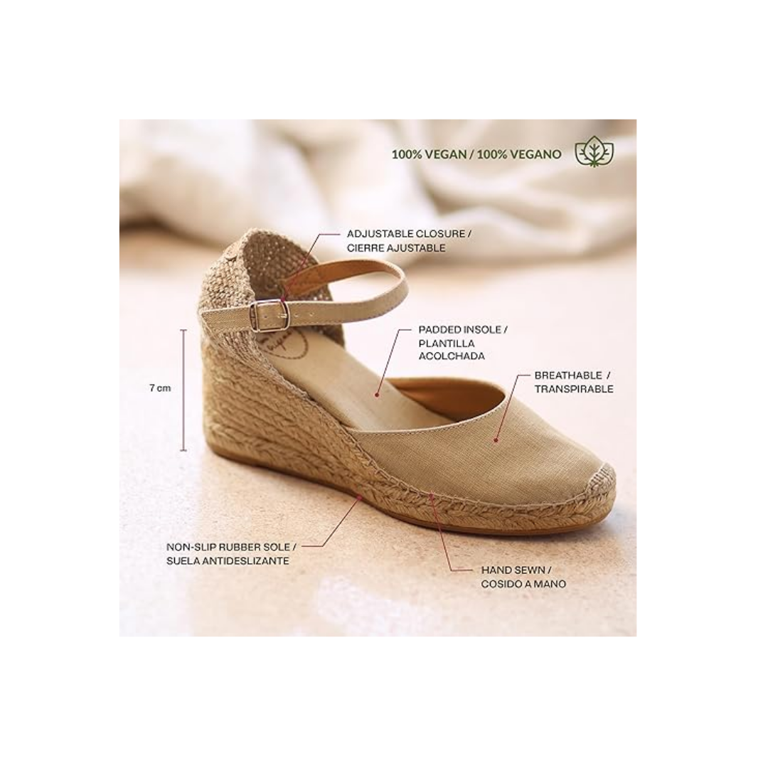 TONI PONS CALDES - Toni Pons vegan women's wedge espadrille made of linen.