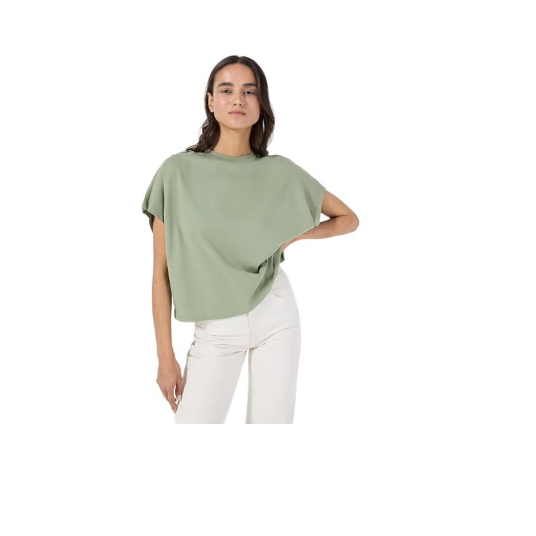Benetton Kadın Buz Mavisi%100 Koton Basic Kısa Kollu Bisiklet Yaka T-Shirt