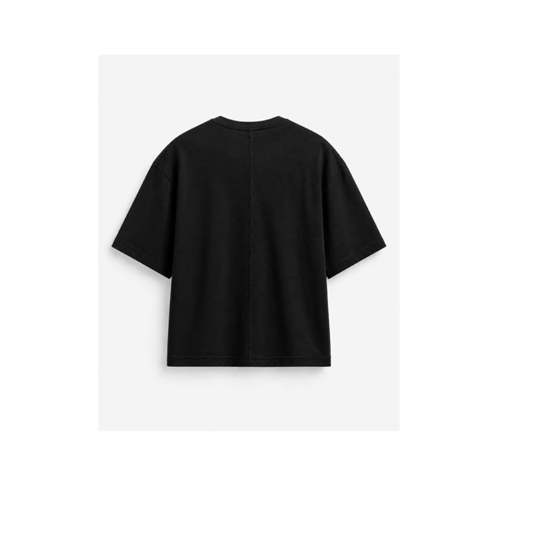 TIMSHEL Kadın Premium Kumaş Hafif Crop Oversize T-Shirt,%100 Pamuk, Sırt Dikiş Detaylı