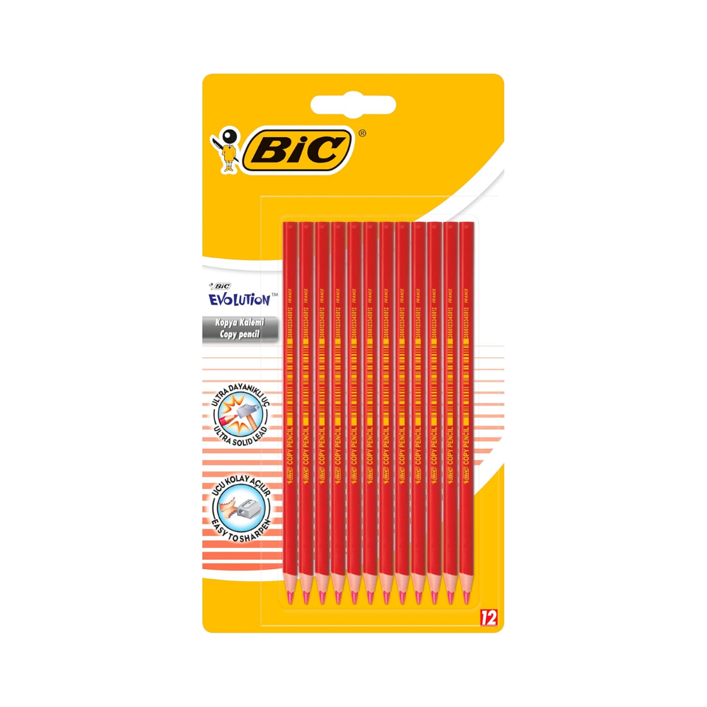 BIC Evolution Kırmızı Kopya Kalemi 12'li