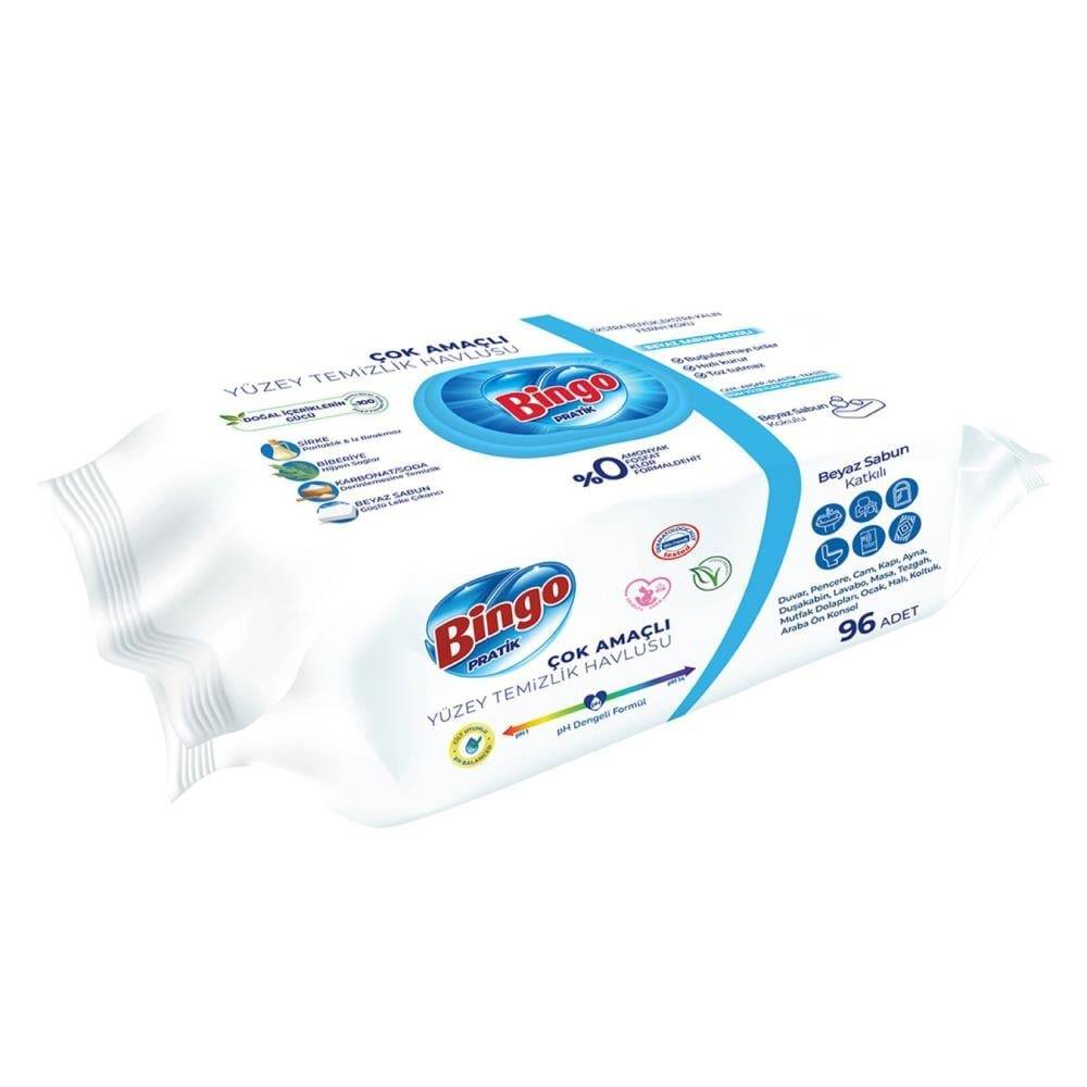 Bingo Çok Amaçlı Yüzey Temizlik Havlusu 96'lı (Beyaz Sabun Kokulu)