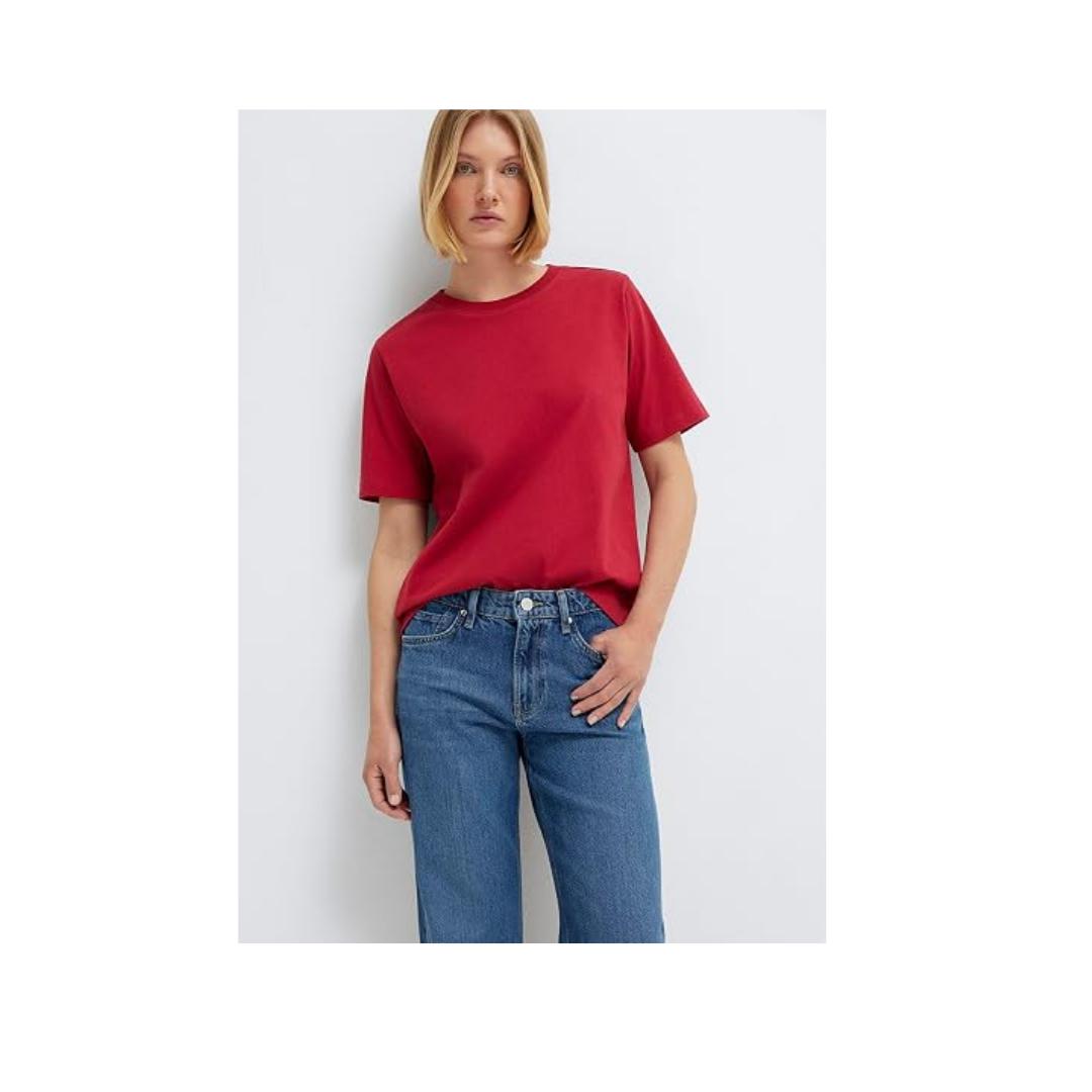 Bisiklet Yaka Kırmızı Basic Tişört Regular Fit/Normal Kesim 1600955-86417