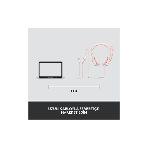 Logitech H390 Kablolu Kulak Üstü Mikrofonlu Kulaklık Pembe