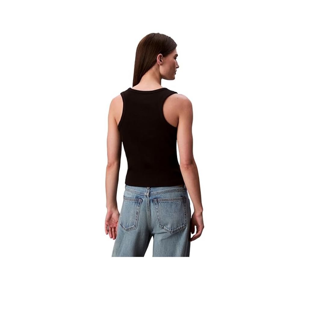 Calvin Klein A - WOVEN LABEL 2X2 COTTON RIB T Tişört Kadın
