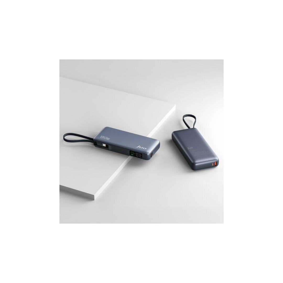 Juo 20000mAh 130W LED Ekranlı USB-A + Type-C Kablolu Powerbank Taşınabilir