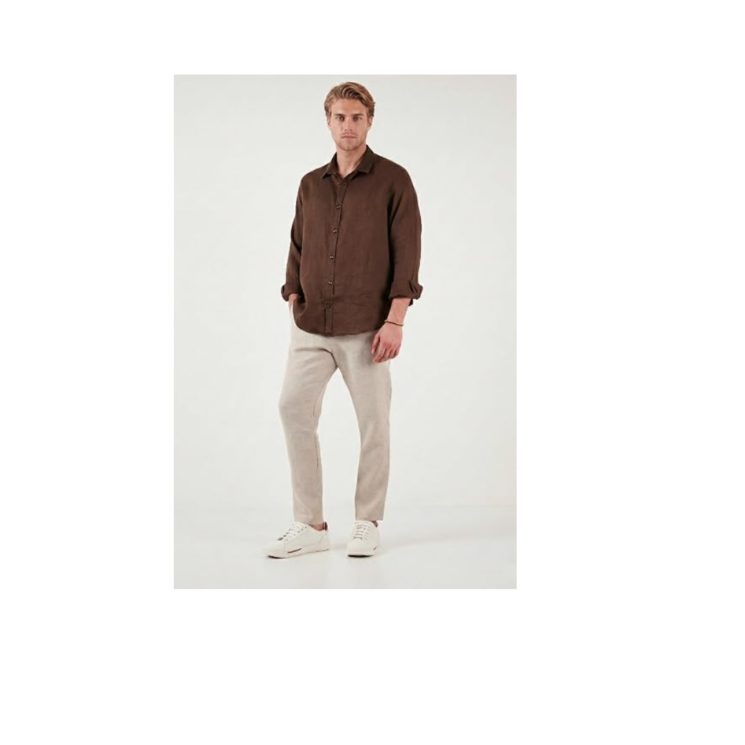 Buratti Keten Regular Fit Normal Bel Düz Paça Pantolon Erkek PANTOLON CF26S6110228