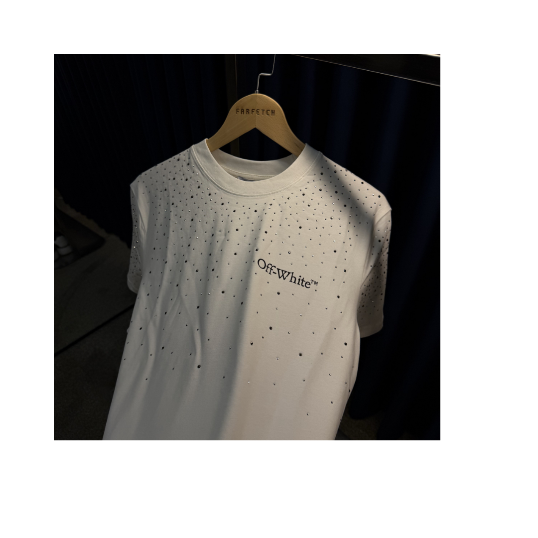 Off White Taşlı T-Shirt