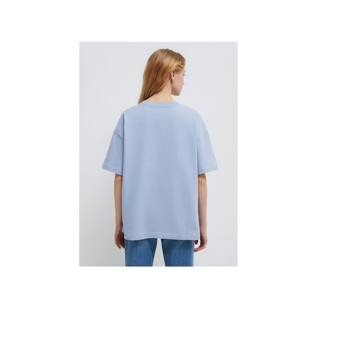 Mavi Logo Baskılı Mavi Tişört Oversize/Geniş Kesim 1611593-85385