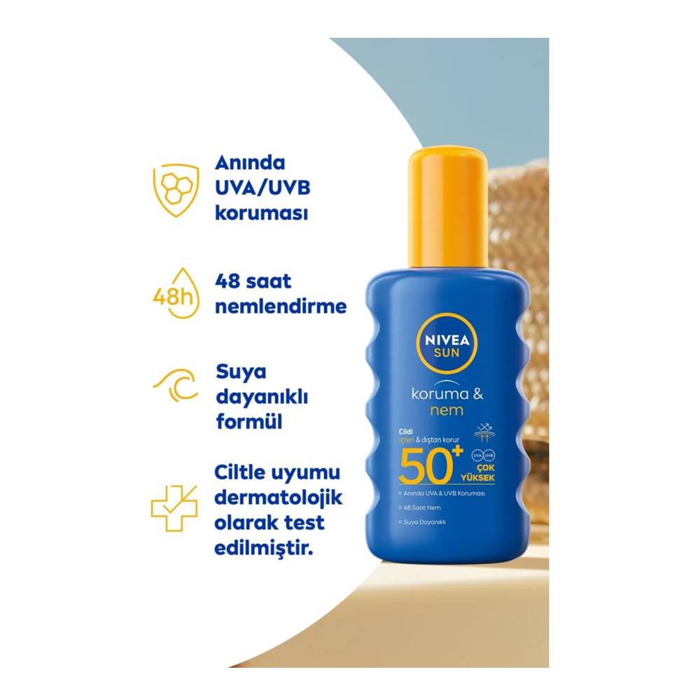 Nivea Sun SPF 50+ Koruma & 48 Saat Nemlendirme Güneş Kremi 200 ml Sprey