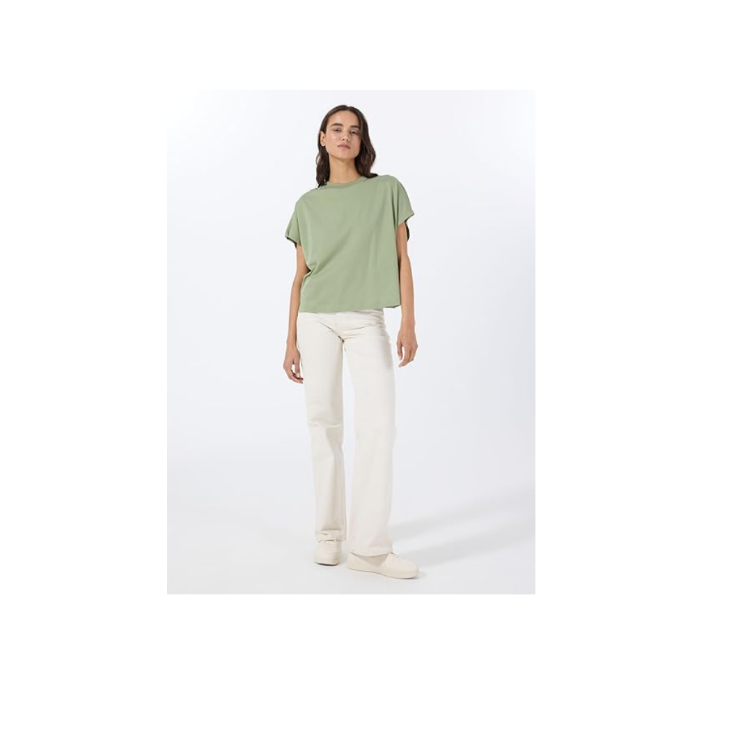 Benetton Kadın Buz Mavisi%100 Koton Basic Kısa Kollu Bisiklet Yaka T-Shirt