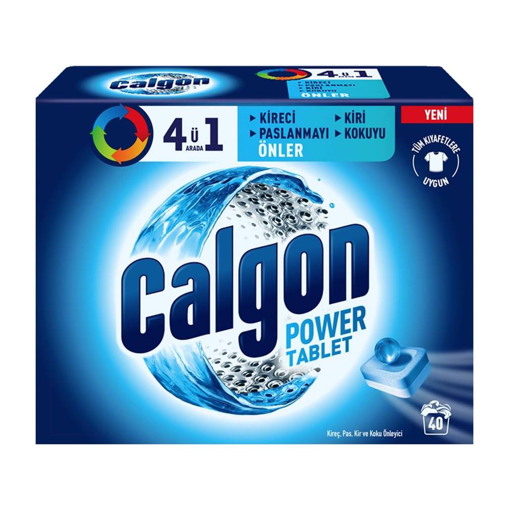 Calgon 4'ü 1 Arada Çamaşır Makinesi Kir Kireç ve Koku Önleyici Tablet 40 Adet thumbnail