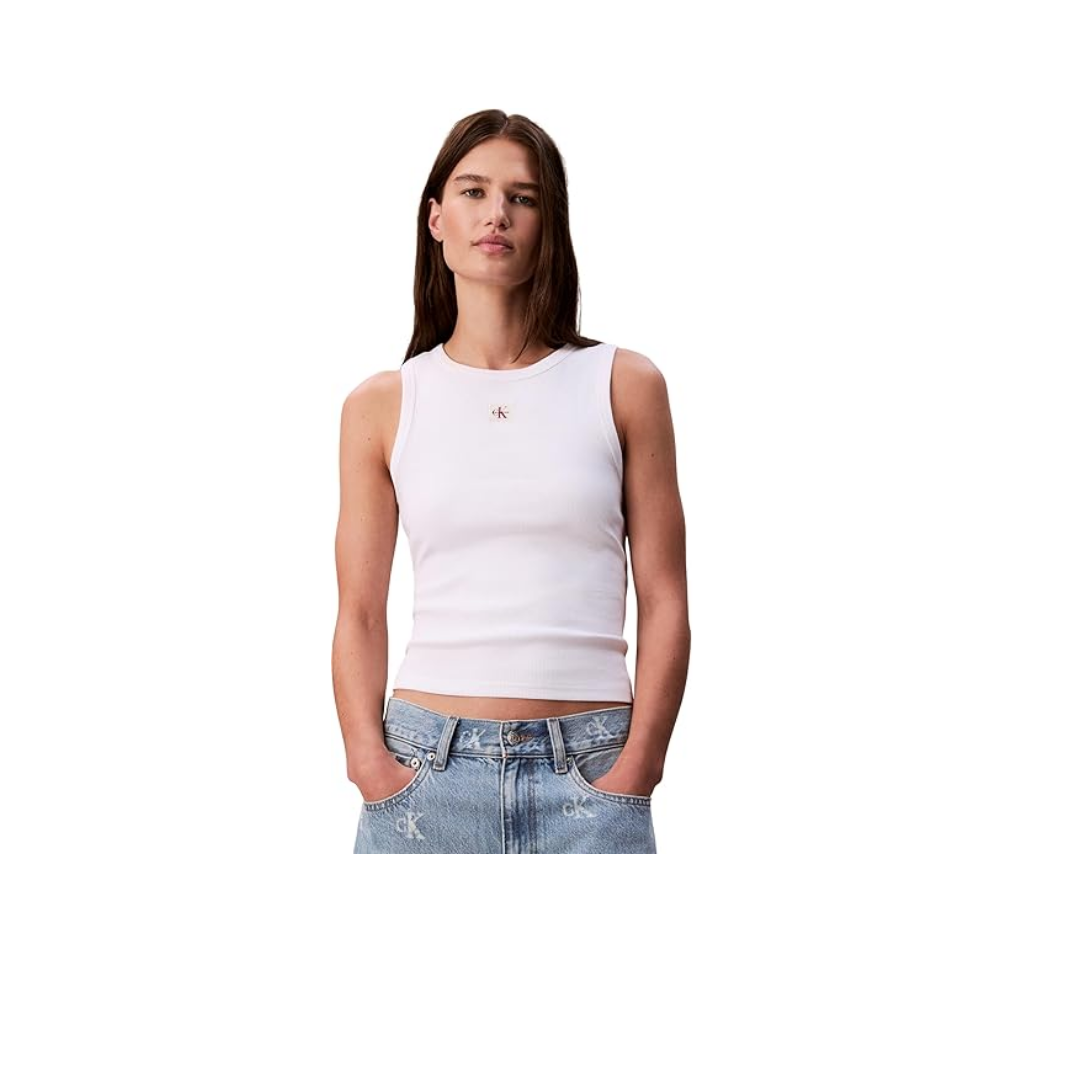 Calvin Klein WOVEN LABEL 2X2 BABY RIB TANK Kazak Kadın