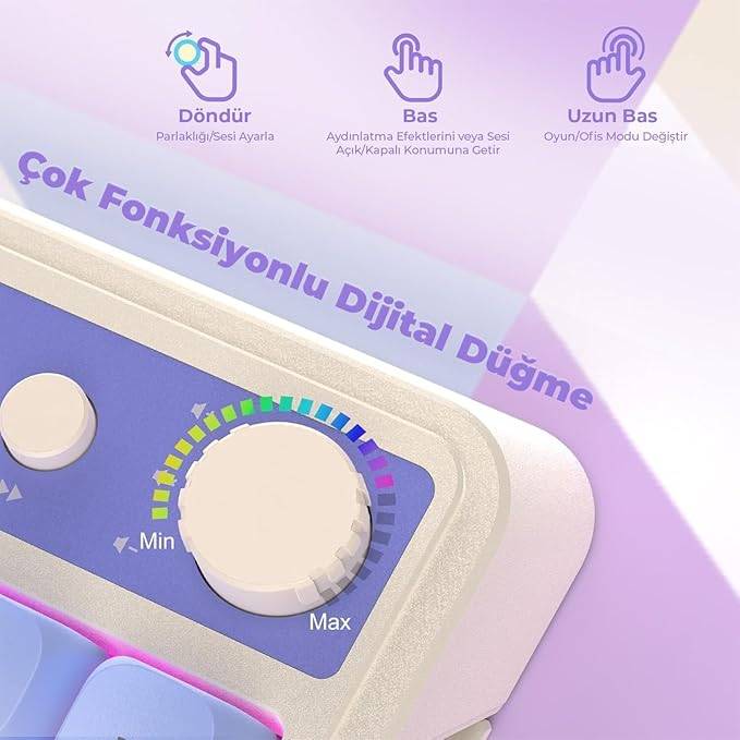 Aula S99 Retro Yeşil Renk RGB Gaming 3 Modlu Bluetooth/2.4GHz/USB-C Kablosuz Makrolu Türkçe Q Klavye