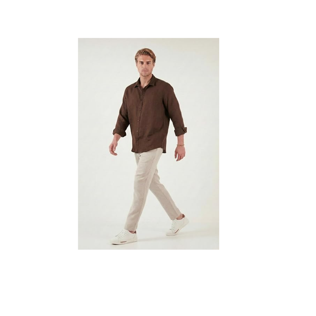 Buratti Keten Regular Fit Normal Bel Düz Paça Pantolon Erkek PANTOLON CF26S6110228
