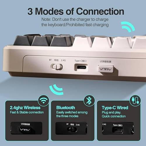 Aula F87 Mekanik RGB V3 Switch Kablosuz Klavye Beyaz