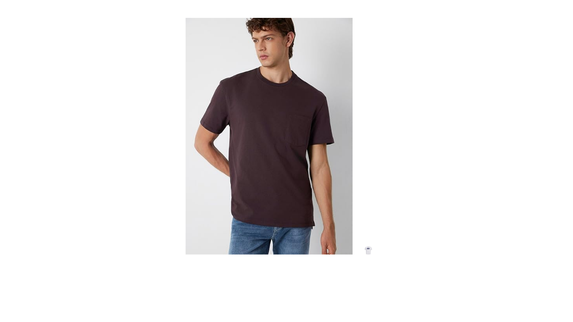 Cep Detaylı Mor Basic Tişört Loose Fit/Bol Rahat Kesim 066248-70670 thumbnail