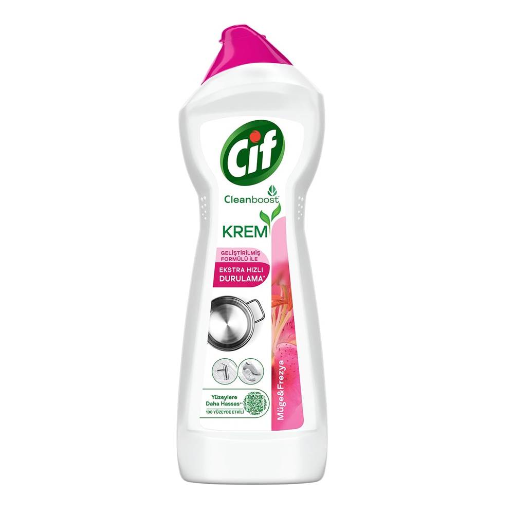 Cif Krem Yüzey Temizleyici Müge ve Frezya Yağ ve Kireç Sökücü Leke Çıkarıcı 750 ML