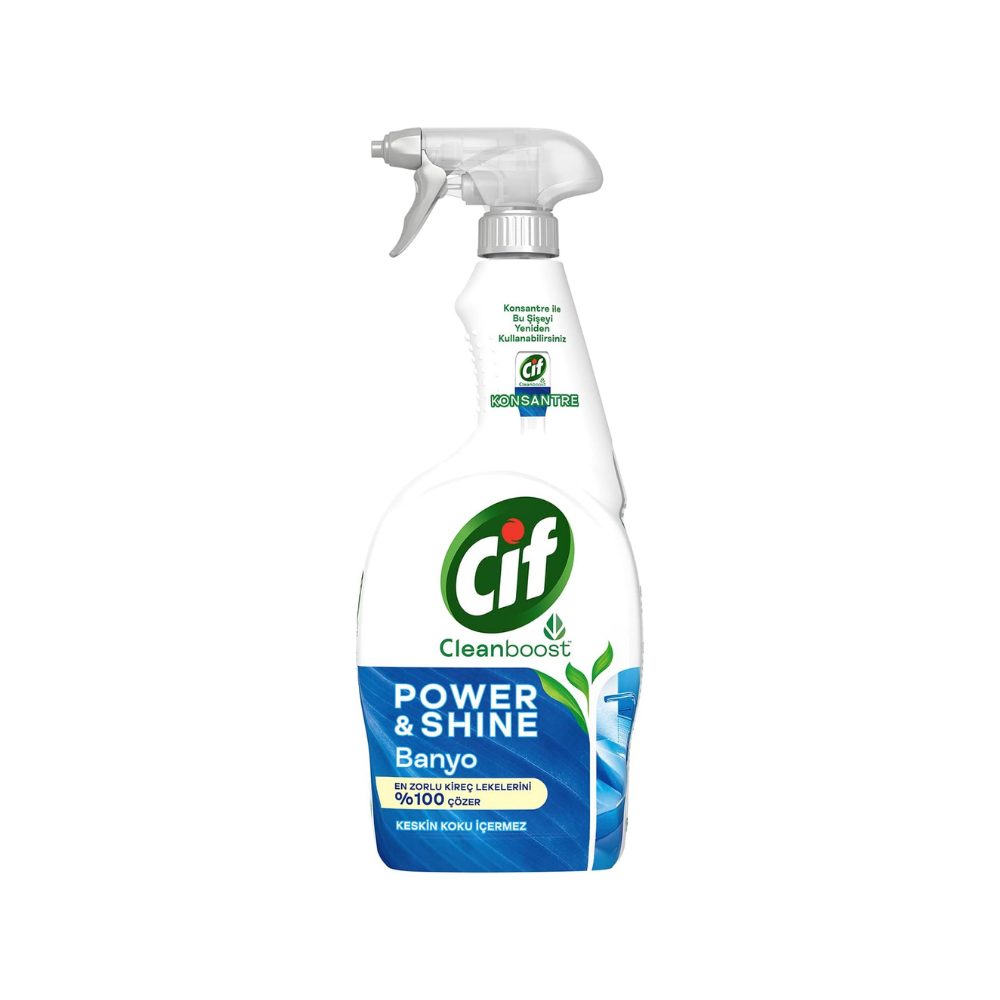Cif Power Shine Cleanboost Sprey Temizleyici Banyo İçin Temizleyici ve Kireç Çözücü 750 ML