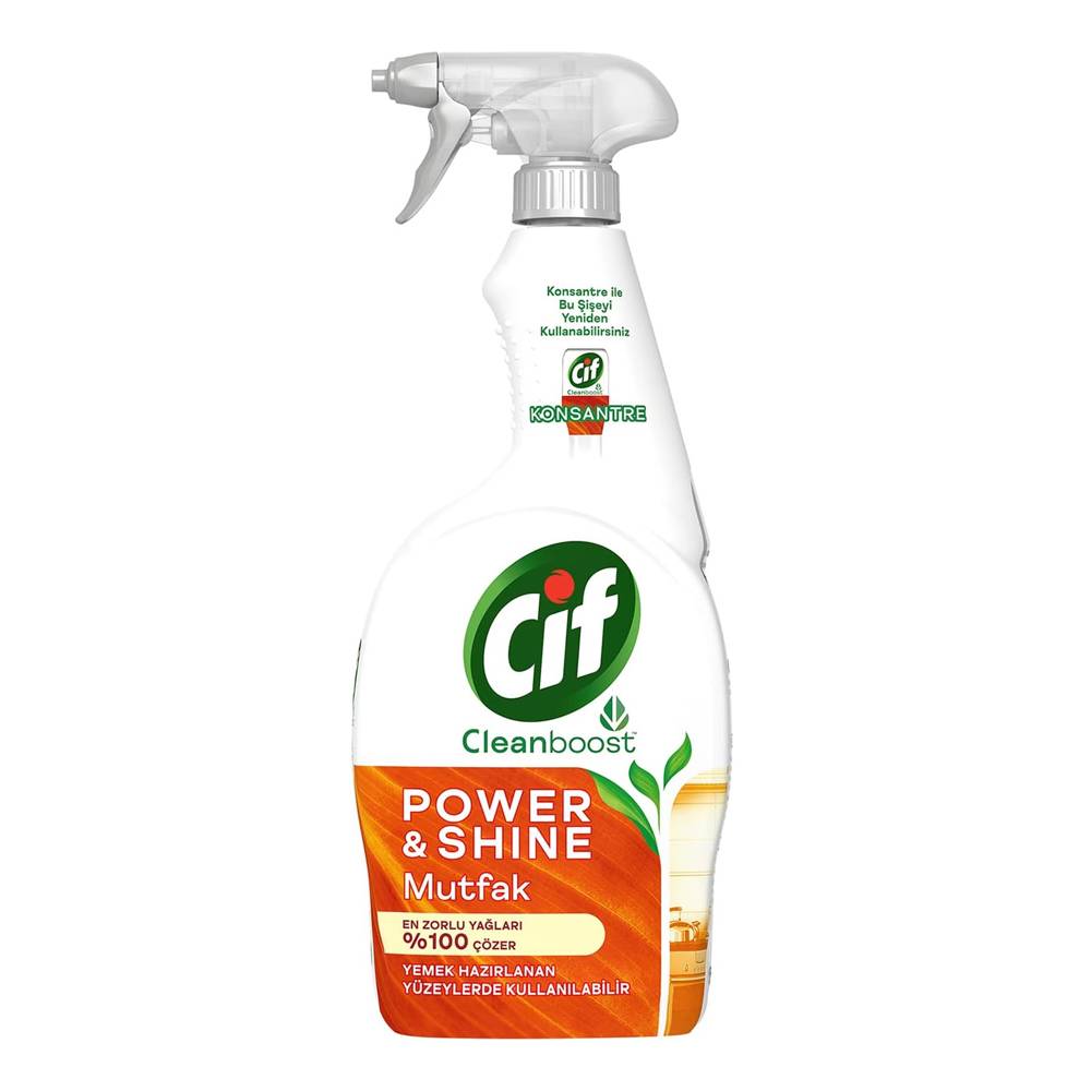 Cif Power Shine Cleanboost Sprey Temizleyici Mutfak İçin Temizleyici ve Yağ Çözücü 750 ML