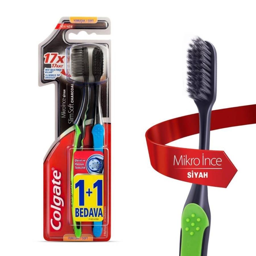 Colgate Mikro İnce Uçlu Siyah Diş Fırçası 1+1