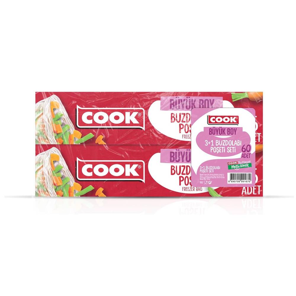 Cook Buzdolabı Poşeti 3+1 Ekonomik Paket Büyük Boy 30 x 45 cm