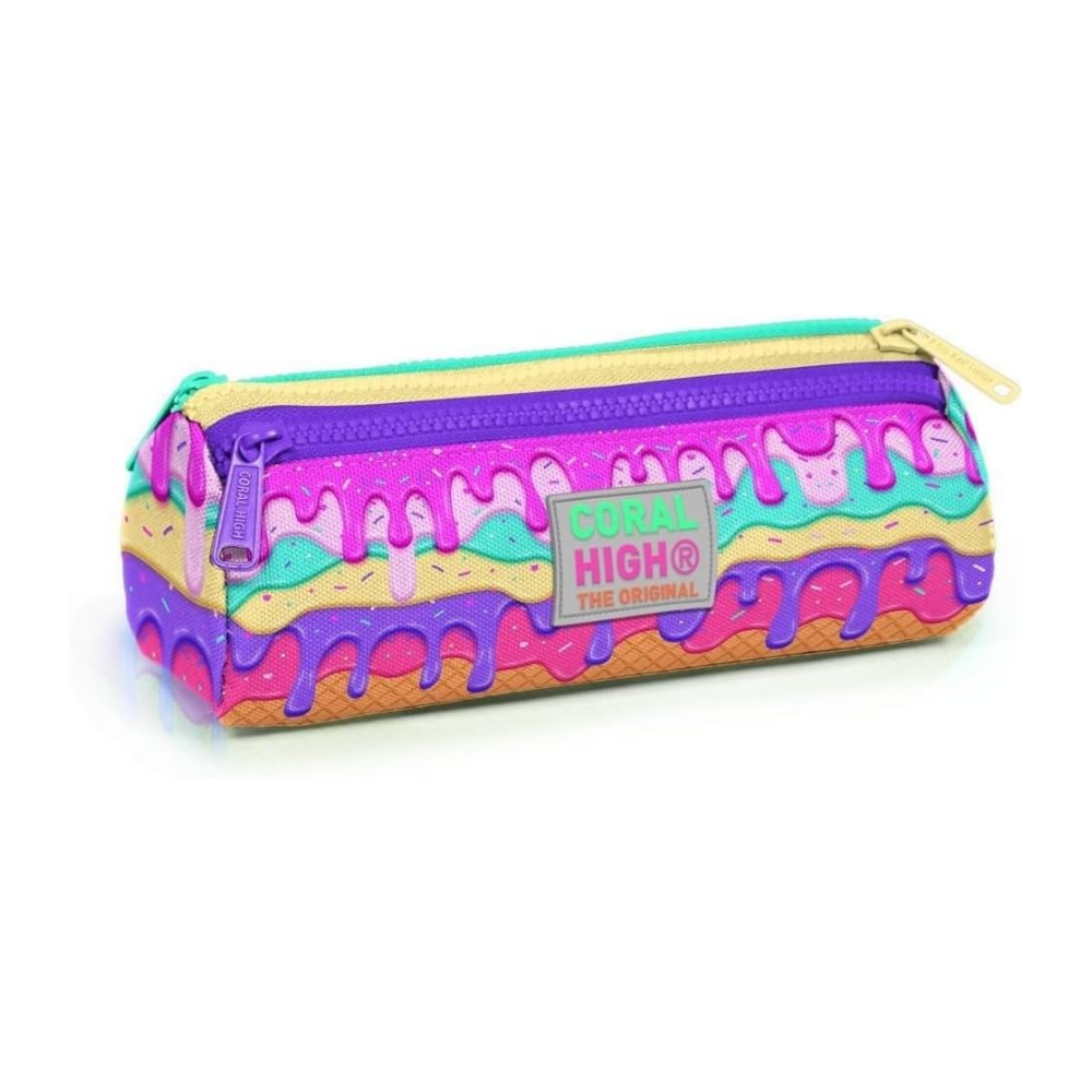 Coral High Pembe Dondurma Üç Bölmeli Kalem Çantası - Kız Çocuk